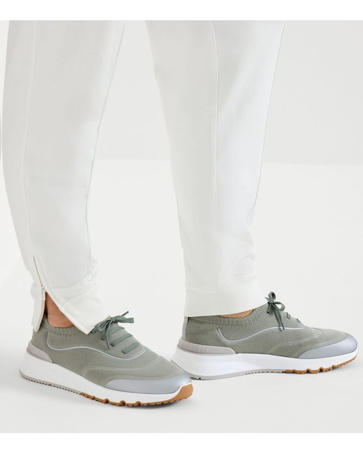 Brunello Cucinelli Gray Technical Cotton Sneakers for men