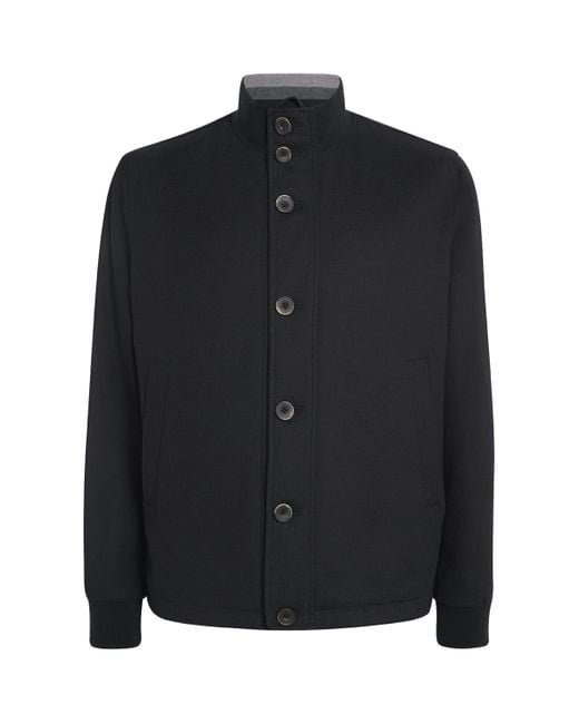Herno Men's Black Water-Repellent Silk-Cashmere Hybrid Jacket