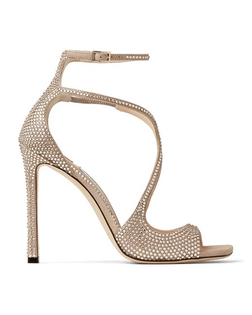 Jimmy Choo Leather Azia 95 Studded Sandals in Gold (Metallic) | Lyst