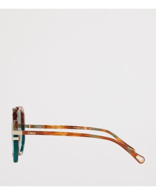 Chloé Brown Chunky Ocatagonal Sunglasses