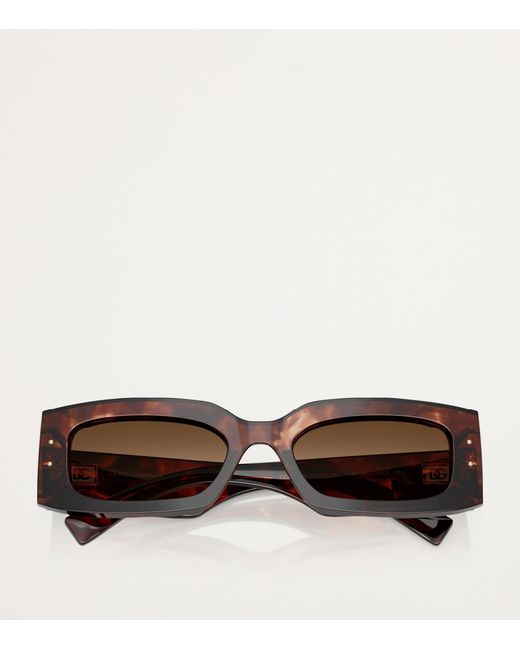 Dolce & Gabbana Brown Acetate Rectangular Sunglasses