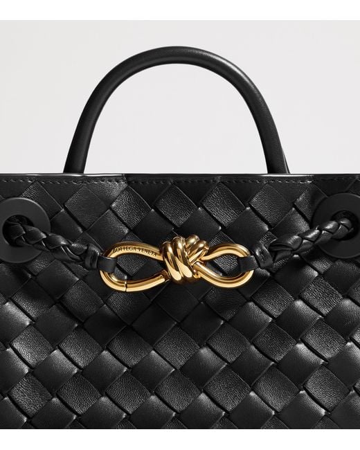 Bottega Veneta Black Mini Leather Andiamo Top-Handle Bag