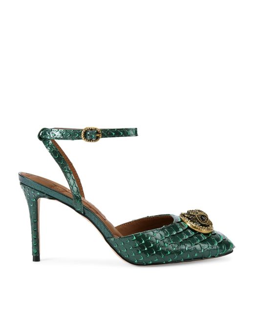 Kurt Geiger Green Leather Snake-Effect Chelsea Pumps