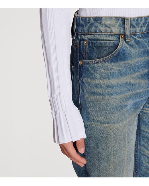 Balmain Blue Faded Flared Jeans