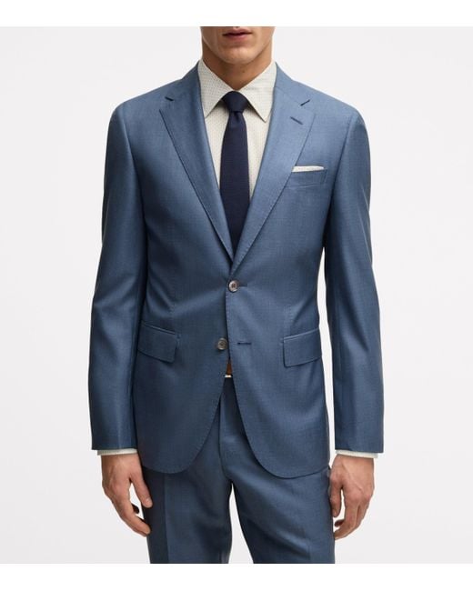 Boss Blue Virgin Wool-Silk 2-Piece Suit for men