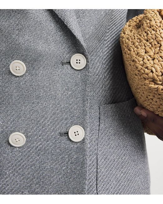Eleventy Gray Double-Breasted Blazer