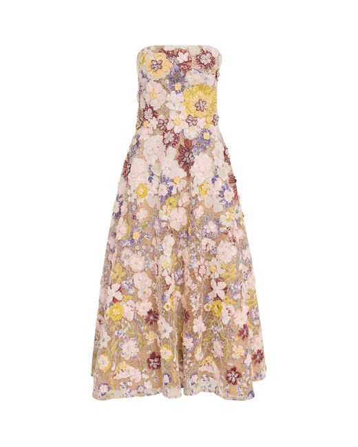 Costarellos Pink Strapless Jassa Midi Dress