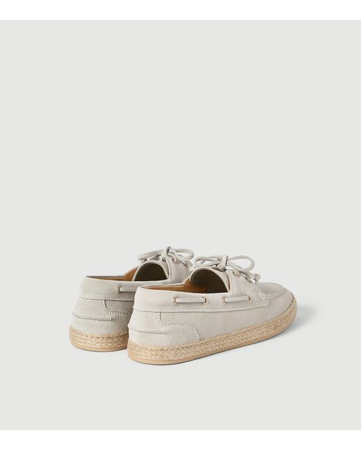 Brunello Cucinelli White Suede Penny Loafer Espadrilles