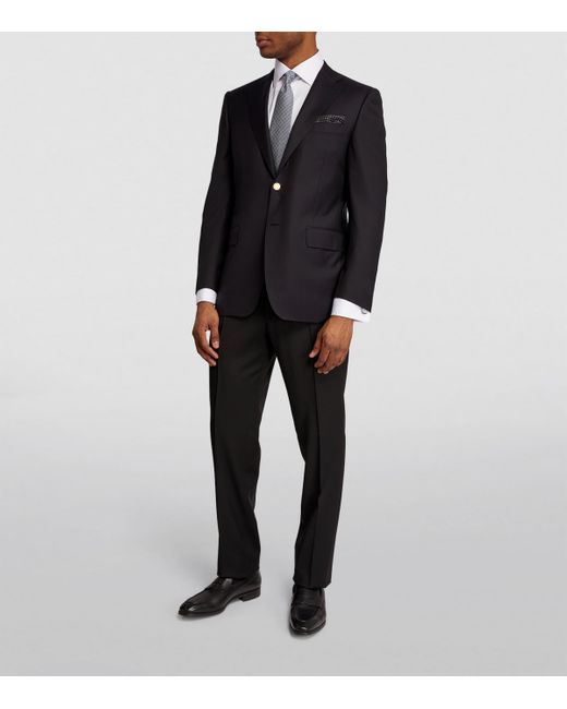 Canali Black Wool Single-Breasted Suit Jacket for men