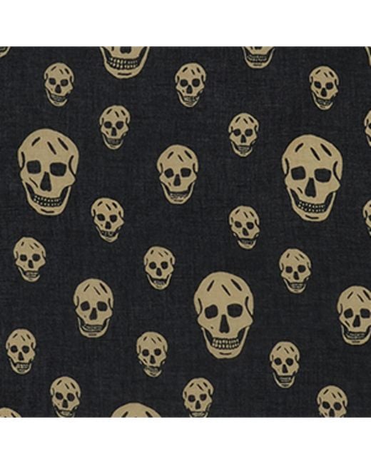 McQueen Black Modal-Silk Skull Scarf for men