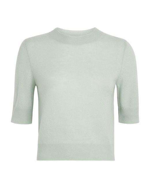 LeKasha Green Cashmere Short-Sleeve Chypre Sweater