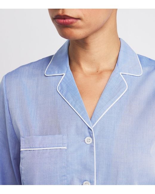 Derek Rose Blue Cotton Classic Pyjama Set