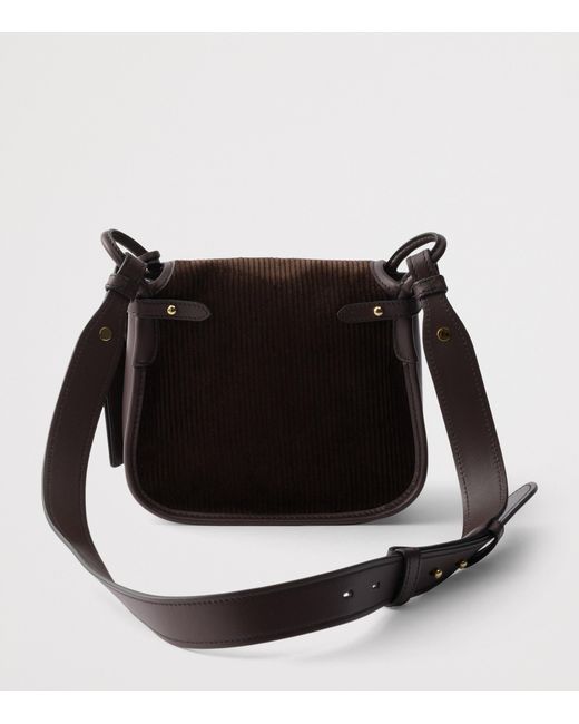 Prada Black Mini Leather And Corduroy Corsaire Shoulder Bag