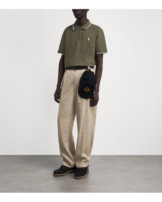 Polo Ralph Lauren Green Stretch-Cotton Zip-Up Polo Shirt for men