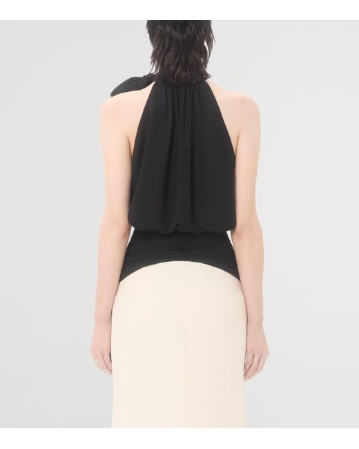 Valentino Black Silk Tie-Neck Top