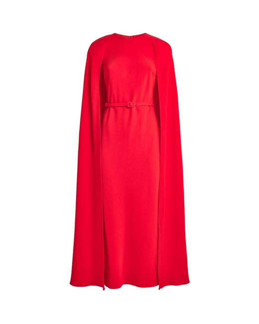 Roland Mouret Red Cady Caped Midi Dress