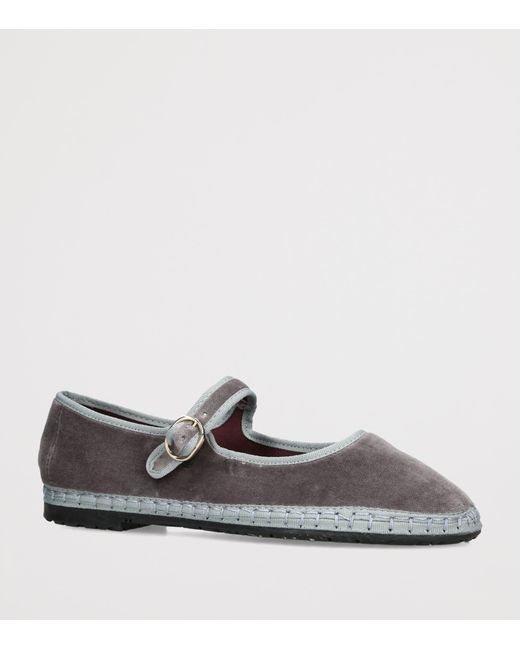 Flabelus White Velvet Sampson Mary Janes
