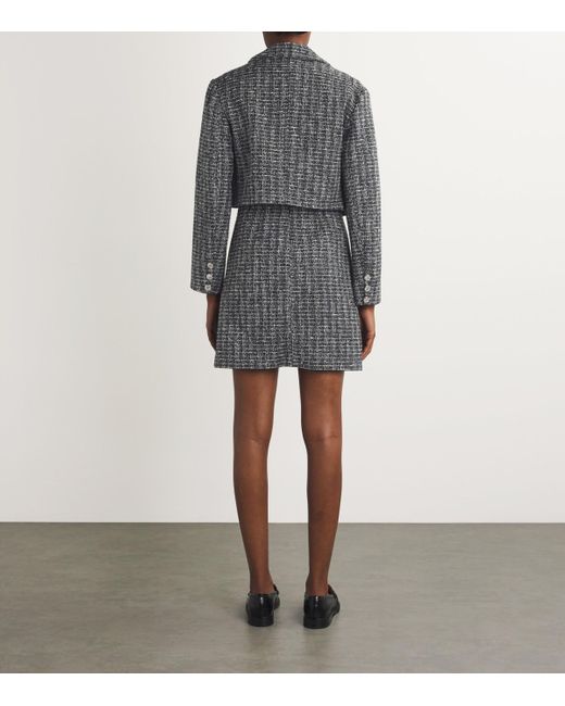 Maje Gray Tweed Jacket And Mini Skirt Set