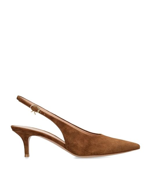 Gianvito Rossi Brown Suede Robbie Slingback Pumps 55