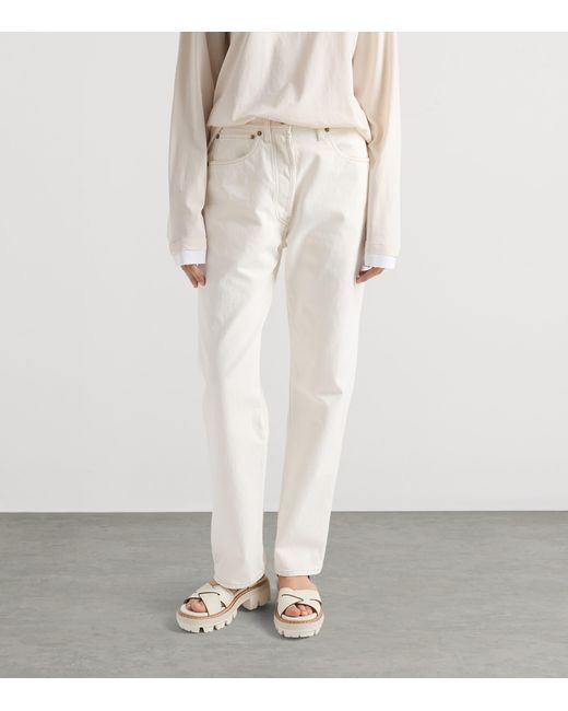Prada White Old Denim Straight Jeans
