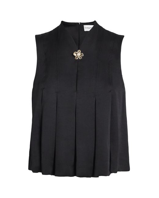 Claudie Pierlot Black Satin Pleated Top
