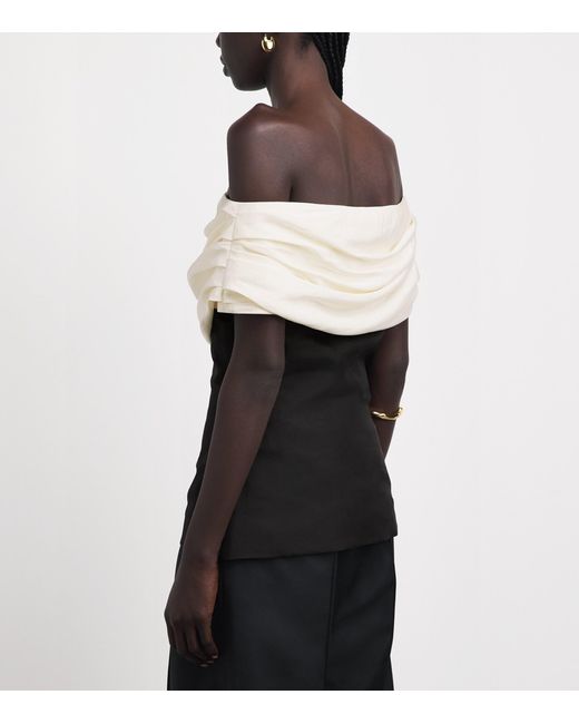 Voranida White Silk-Blend Ruched-Detail Vetra Top