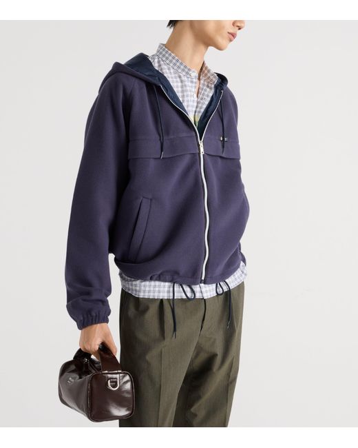 Prada Blue Zipped Hooded Jacket for men