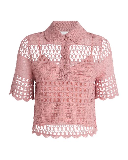 Zimmermann Pink Cotton Crochet Wanderlust Shirt