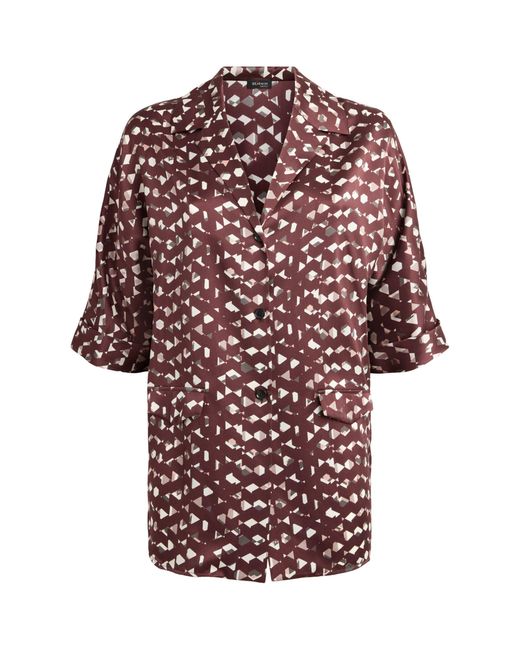 Kiton Red Silk Printed Blouse
