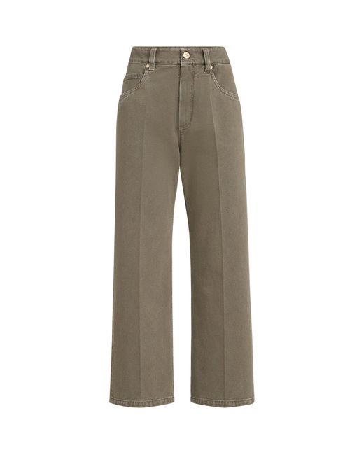 Brunello Cucinelli Gray Cotton Denim Garment-Dyed Trousers