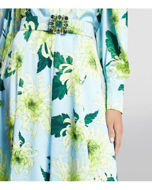 Andrew Gn Green Floral Belted Gown