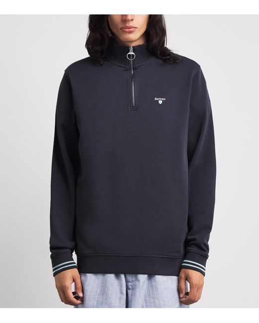Barbour Blue Quarter-Zip Rosford Sweatshirt for men