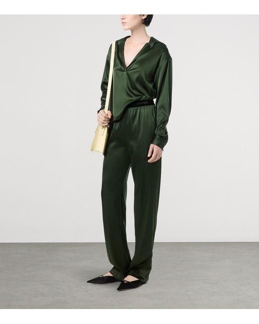 Tom Ford Green Silk Elasticated Trousers