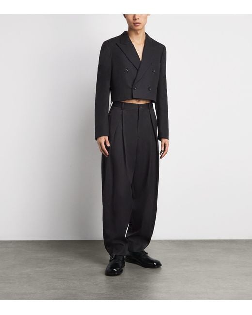 Comme des Garçons Blue Wool Cut-Out Blazer for men