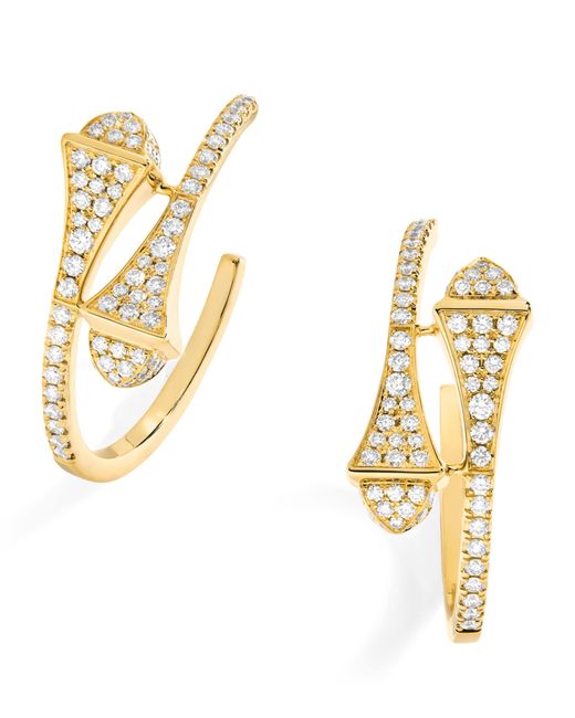 Marli New York Metallic Small And Diamond Cleo Hoop Earrings