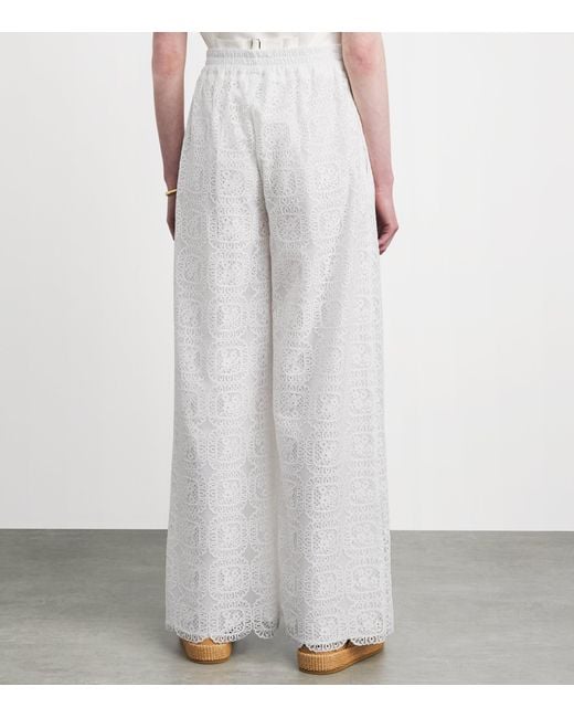 Claudie Pierlot White Lace Wide-Leg Trousers
