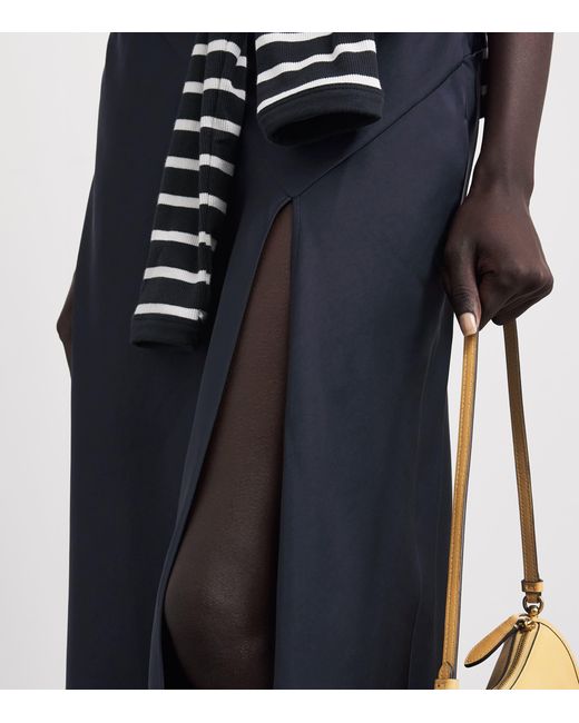 Claudie Pierlot Blue Satin Ruffle Maxi Dress