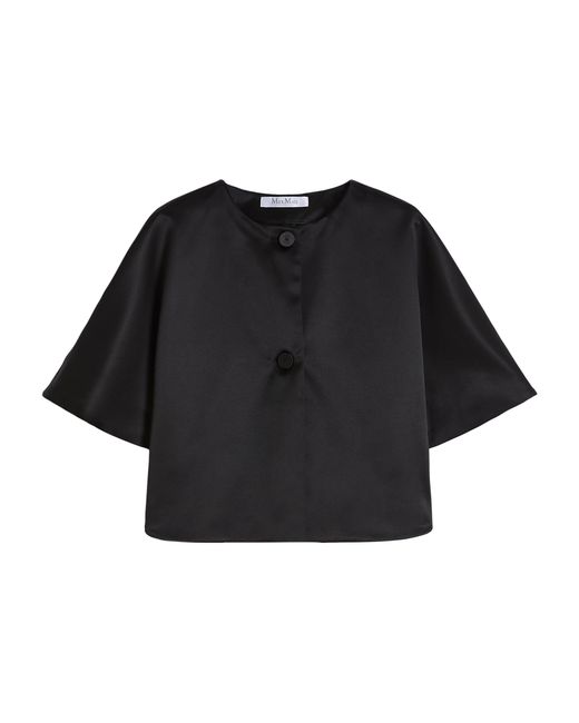 Max Mara Black Satin Cape-Style Top