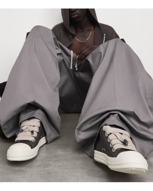 Rick Owens Brown Leather Jumbo-Lace Sneakers for men