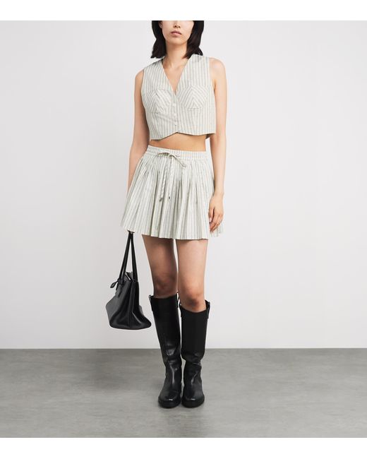 Sandro White Embellished Stripe Crop Top