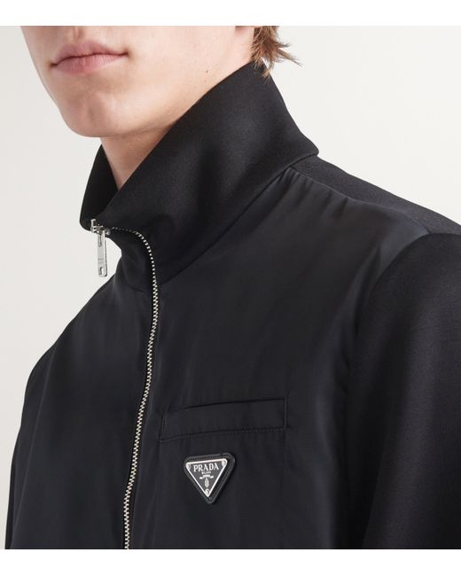 Prada Blue Re-Nylon Zip-Up Sweatshirt for men