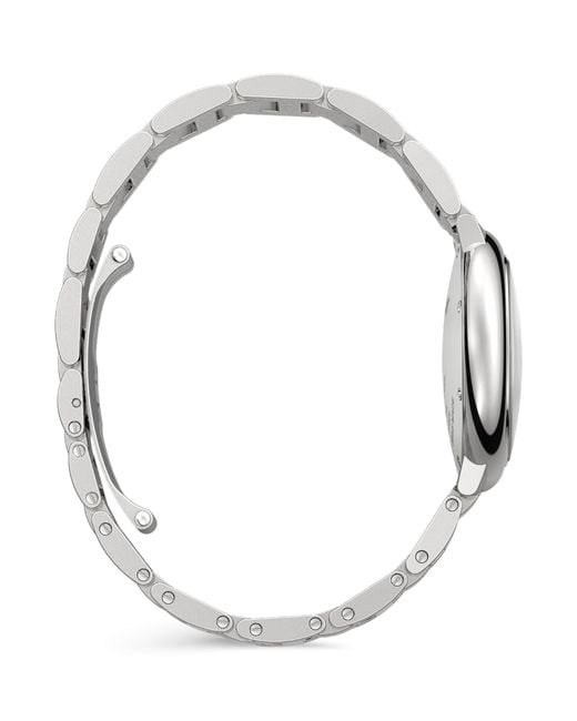 Cartier Metallic Stainless Steel And Diamond Ballon Bleu De Watch 33Mm