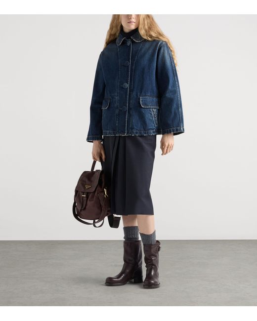 Prada Blue Washed Blouson Denim Jacket