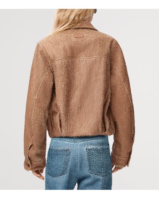 Loewe Brown Textured Lambskin Oversized Jacket