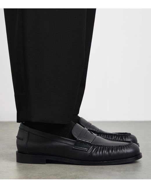 Emporio Armani Black Leather Loafers for men