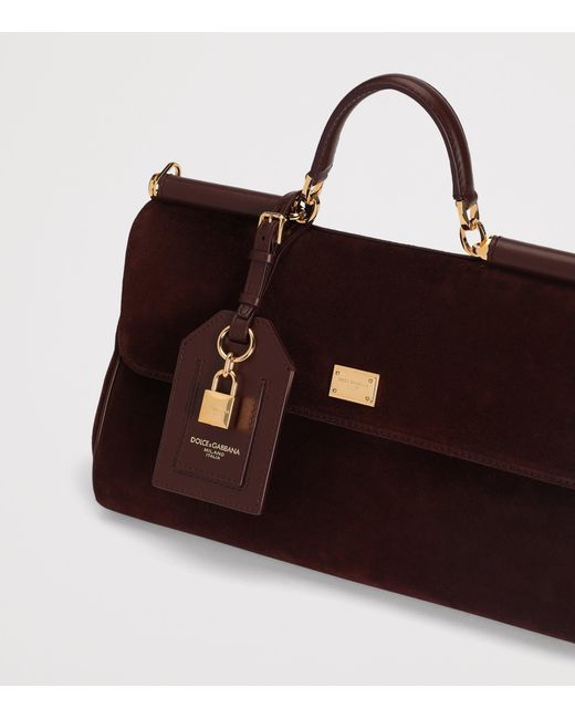Dolce & Gabbana Brown Suede My Sicily Top-Handle Bag