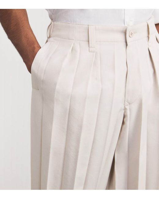 Homme Plissé Issey Miyake White Pleated Edge Ensemble Trousers for men
