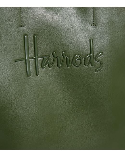 Harrods Green Medium Leather Kensington Tote Bag