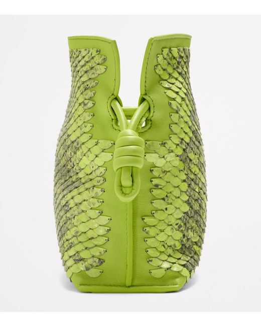 Loewe Green Mini Snakeskin Scales Flamenco Clutch