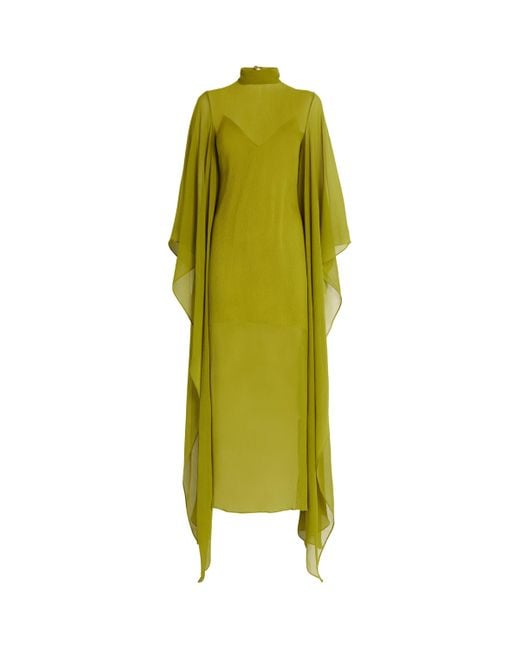 ‎Taller Marmo Yellow Silk Lanzarote Kaftan Maxi Dress